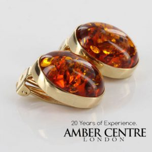 Italian Handmade German Baltic Amber Clip On Earrings, 9 Ct Gold-GCl0015 RRP£575!!!