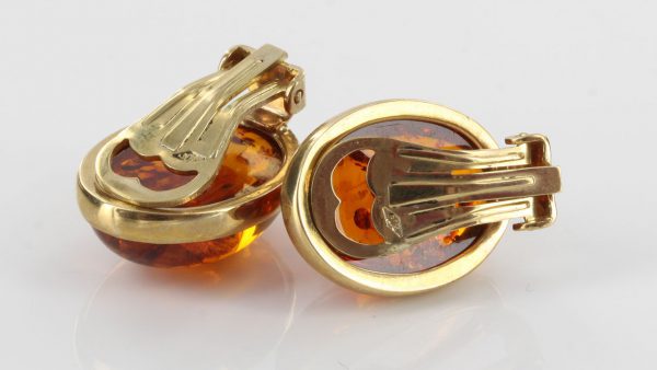 Italian Handmade GermanBaltic Amber Clip On Earrings In 9ct Gold-GCL0017 RRP£425!!!
