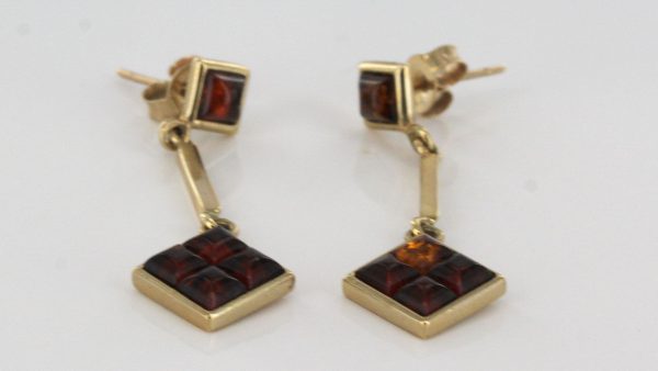 Italian Handmade Unique German Baltic Amber in 9ct Gold Drop Earrings GE0040 RRP£295!!!