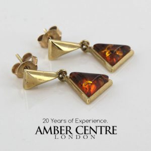 Italian Made Unique German Baltic Amber solid 9ct Gold Drop Earrings GE0278 RRP£195!!!