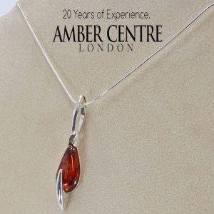 Amber Pendant Modern Baltic German 925 Silver PE0052 RRP£60!!! Free Silver Chain