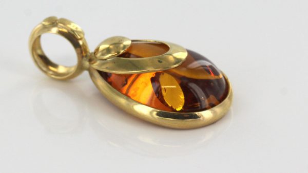 Italian Handmade Modern Elegant Baltic Amber Pendant in 9ct Gold -GP0103 RRP£175!!!