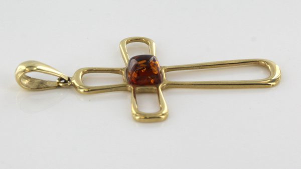 Italian Handmade Modern German Baltic Amber Cross Pendant in 9ctGold- GP0150 RRP£175!!!