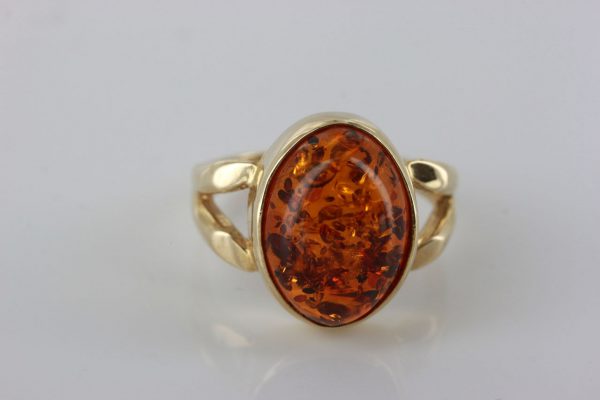 Italian Made Modern Elegant German Baltic Amber Ring in 9ct Gold- GR0052 RRP£325!!!
