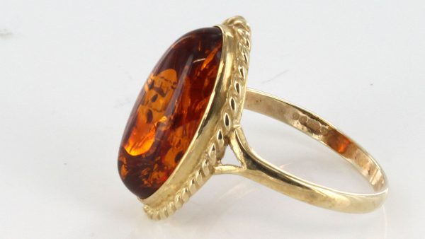 Italian Handmade Elegant German Baltic Amber Ring in 9ct solid Gold-GR0105 RRP £275!!!