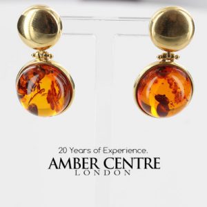 Italian Handmade German Baltic Amber 14ct Gold Stud Drop Earrings GE0385 RRP£1000!!!