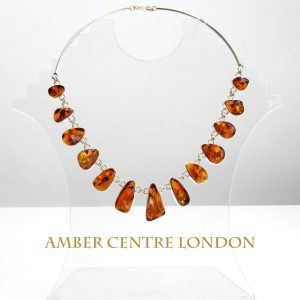 German Baltic Amber Handmade Necklace in 925 Sterling Silver N008 RRP£720!!!