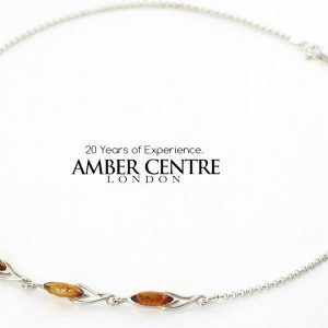 AMBER NECKLACE GERMAN BALTIC Amber & 925 STERLING SILVER N020 RRP£100!!!
