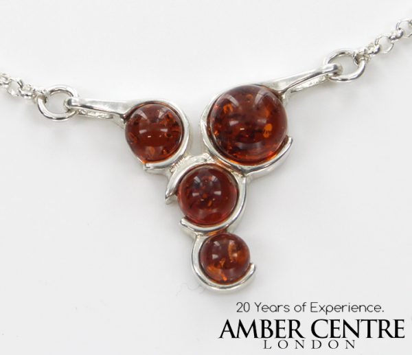 AMBER NECKLACE CONTEMPORARY DESIGN BALTIC Amber 925 SILVER -N066 RRP£75!!!