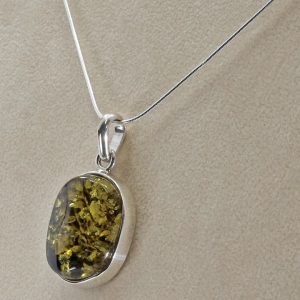 German Baltic Amber Pendant in 925 Silver +Free Silver Chain -PE0008 RRP£110!!!