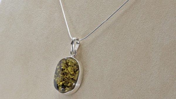 German Baltic Amber Pendant in 925 Silver +Free Silver Chain -PE0008 RRP£110!!!