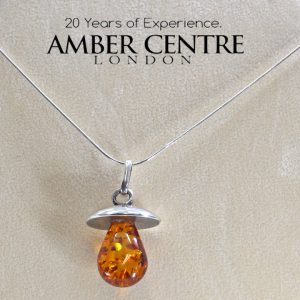 German Amber and Silver pendant +free silver chain PE0027 RRP£100!!!