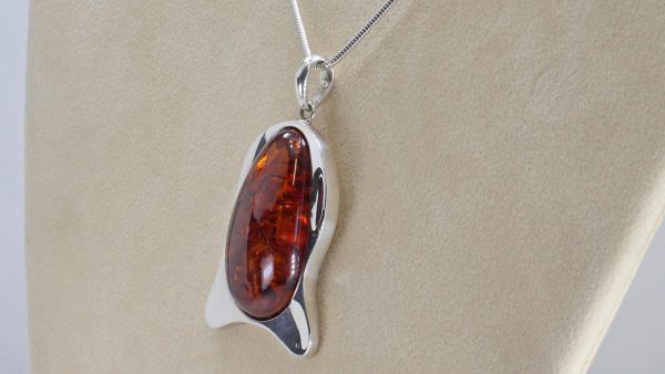 Handmade German Baltic Amber Pendant in 925 Silver-PE0042 RRP£225!!! + FREE SILVER CHAIN