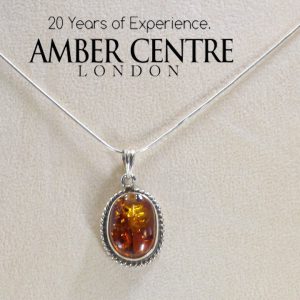 German Baltic Amber Handmade Pendant in 925 Silver PE0054 RRP£95!!!+ FreeSilverChain!