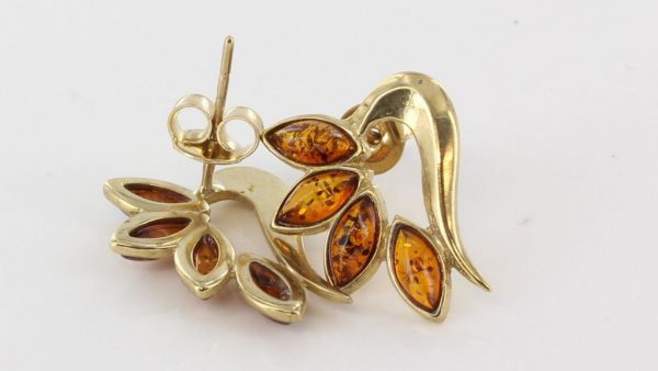 Italian Made Unique German Baltic Amber Studs In 9ct Gold GS0106 RRP£245!!!