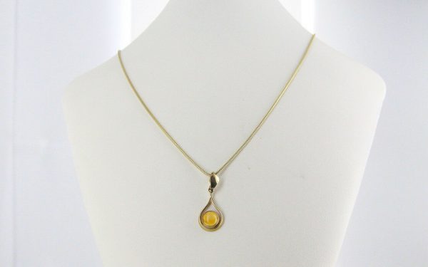 Italian Handmade German Butterscotch Amber Pendant in 9ct solid Gold-GP0042Y RRP£150!!!
