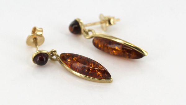 Italian Made Unique German Baltic Amber in 9ct Gold Drop Earrings GE0091 RRP£195!!!