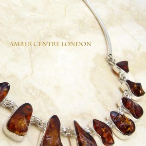 German Baltic Amber Handmade Necklace in 925 Sterling Silver N008 RRP£720!!!