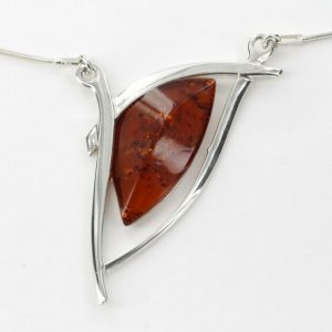 AMBER NECKLACE MODERN GERMAN BALTIC Amber & 925 STERLING SILVER N015 RRP £140!!