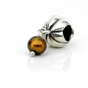 Pandora Silver Charm with Brown Pearl 14ct Gold - Blossom - 790402BCZ RRP£75!!!