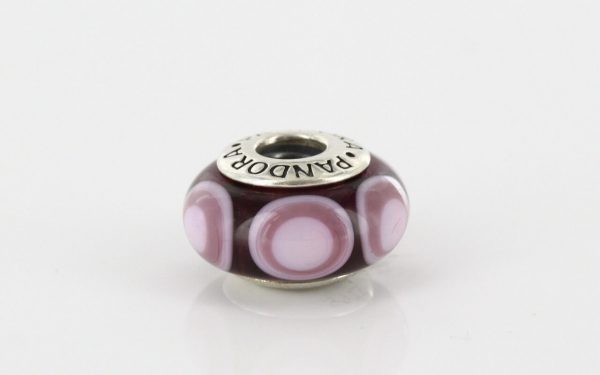 PANDORA Unique Purple Circles Murano Glass 925 ALE Charm 790910 RRP£45!!!!